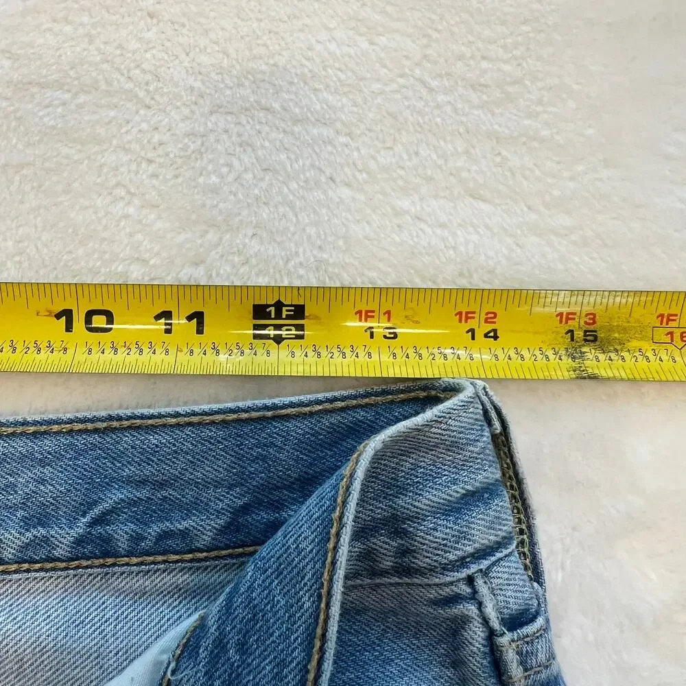 Vintage Levi's 501 Button Fly‎ Women's Distressed Straight Denim Jeans 27x28